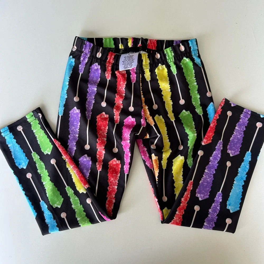New Terez rainbow rock candy girls leggings kids sz 4 Small